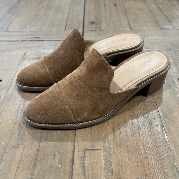 Soludos Shoes - Soludos Ingrid Mules Women’s 7.5 Brown Suede Slip On Leather Block Heel